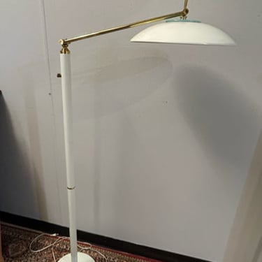 MCM Floor Lamp with Metal Dome Shade &amp; Brass Adjustable Arm125