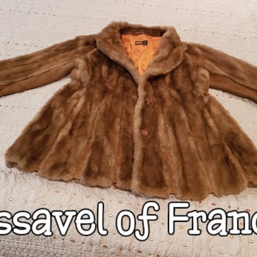 STUNNING Vintage Tissavel of France Made in England Custom Faux Fur and Suede Leather Winter Coat 