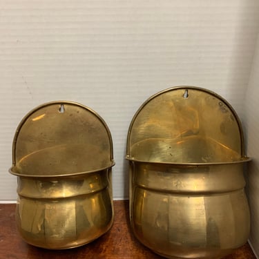 Pair of Vintage Brass Wall Pockets 
