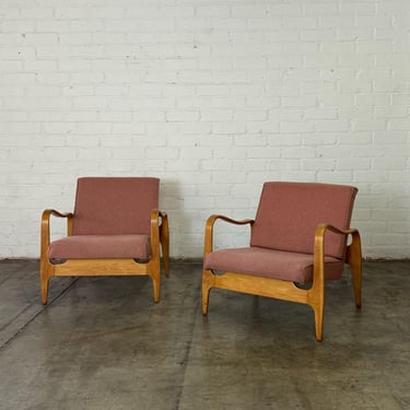 Thonet Style Mid Century Lounge Chairs - Pair 