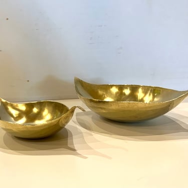 Pair of Solid Polished Brass Small Bowls Catch-it-all