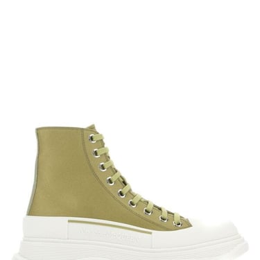 Alexander Mcqueen Women Olive Green Canvas Tread Slick Sneakers