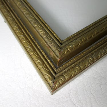 Pair Antique Gold Gilt Carved Wood 4x6 Frames Vintage Horizontal Vertical Rectangle Picture Frame Artwork Photography Gallery Wall No Glass 