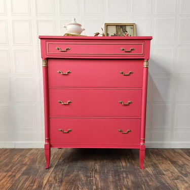 Available! Bright Pink French empire chest of drawers 