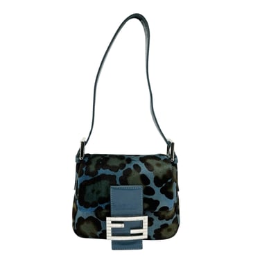 Fendi Blue Mini Rhinestone  Baguette Bag