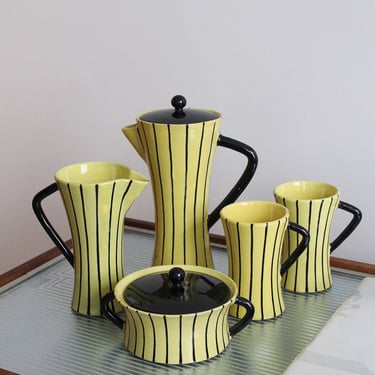Striped Ceramic Tea Set by San Polo Otello Rosa
