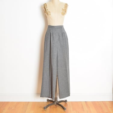 vintage 70s pants gray wool high waisted wide leg trousers slacks XS clothing 