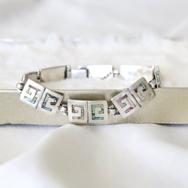 taxco sterling + inlay abalone link bracelet 