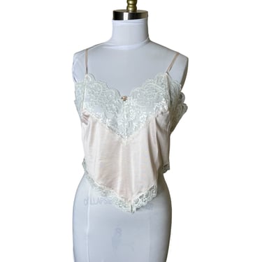 Vintage Heiress Lace and Nylon Pink Cropped Camise Camisole 