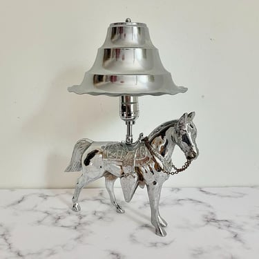 Chrome Horse Lamp & Original Shade, C1950 