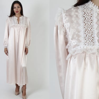 Christian Dior Lace Nightgown, Vintage Designer Evening Dress, 80s High End Wedding Robe Size Large 
