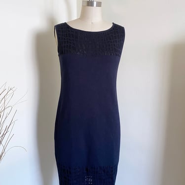 Vintage 80's Navy Blue Knit Escada Dress, S 