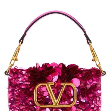 Valentino Garavani Woman Embellished Leather Small Locã² Handbag