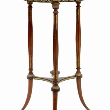 Antique French Louis XVI Style Mahogany Gilt Brass Mounted Pedestal Table Guéridon, Early 20th Century 