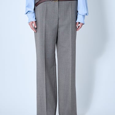Prada Women Technical Wool Pants With Printed Belt