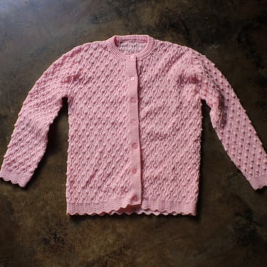 Vintage Pink Cardigan / Knubby Light Pink Knit / Women's Medium 