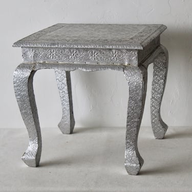 Hand Crafted Vintage Anglo-Indian Silver Clad Side Low Table 