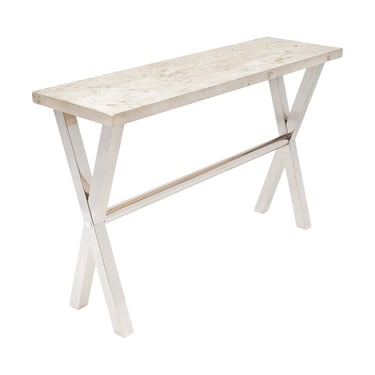 French Modernist Marble Console Table