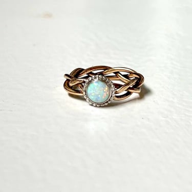 Braided Gold and Silver Opal Ring 