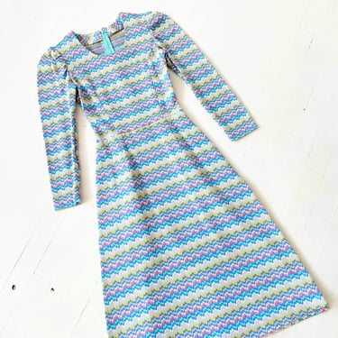 1970s Zigzag Print Knit Dress 