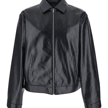 Givenchy Black Jacket With Logo Patch On The Back In Leather Man