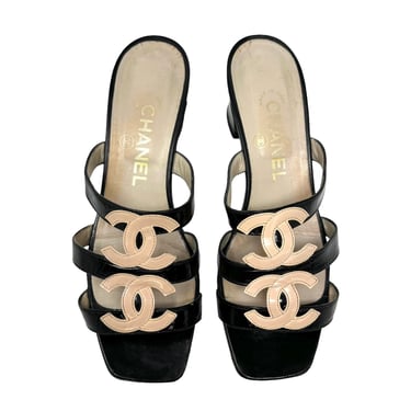Chanel Black Double Logo Heels