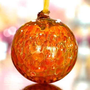 VINTAGE: Blown thick Glass Ornament - Christmas Ornament - Artisan Made Glass - Glass Sun Catcher 