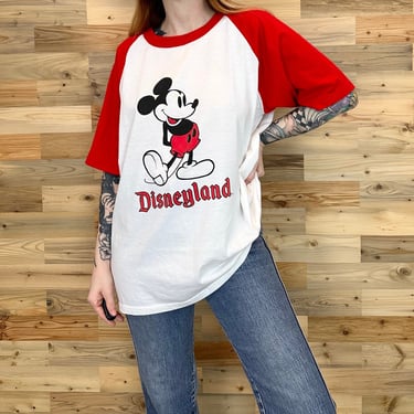 80's Disneyland Vintage Mickey Mouse Raglan T Shirt 