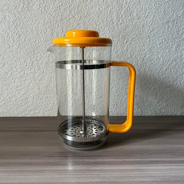 Bodum Bistro French Press Coffee Pot in Yellow, Vintage Danish Glass Coffee Captain Picard Plunger, Made in Denmark 