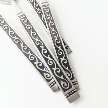 4 Spanish Court 1881 Rogers Oneida LTD Stainless Teaspoons /1970s Vintage Flatware/ MCM Japandi Scandi/ Mix & Match/Discontinued Replacement 