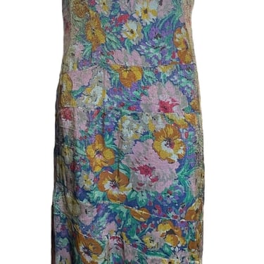 Late 20s/ Early 30s Floral Lame Bias Cut Dress