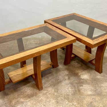 Paul Frankl Wood & Glass Side Tables