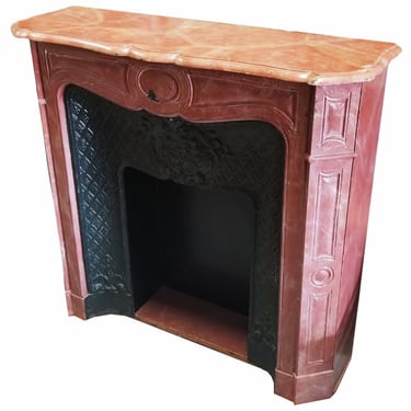 Louis XV Style Burgundy Faux Fireplace Mantle 