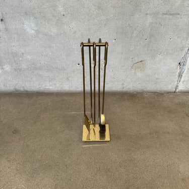 Mid Century Brass Fire Tool Set Circa 1965