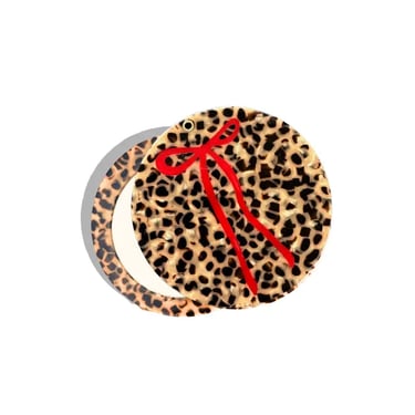 Hand-Painted Leopard Bow Compact Mirror