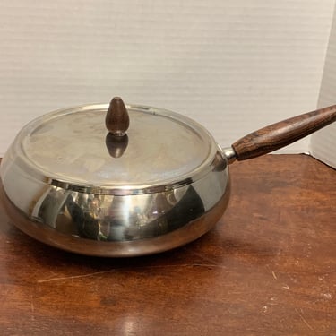 Vintage Stainless Steel Sauce Pot with Rosewood Handles 