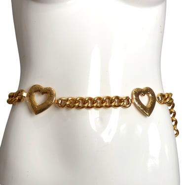 YVES SAINT LAURENT- 1990s Gold Metal Heart Chain Belt