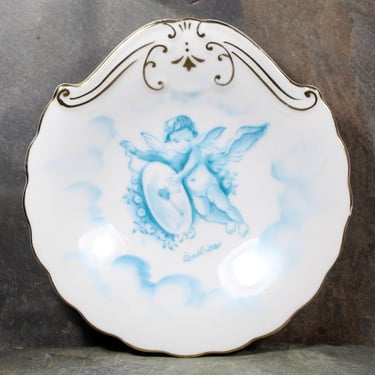 Vintage Porcelain Dish with Cherub Motif "Andrea" | Scallop Shaped Cupid Shallow Bowl | Andrea Dish | Trinket Dish | Bixley Shop 