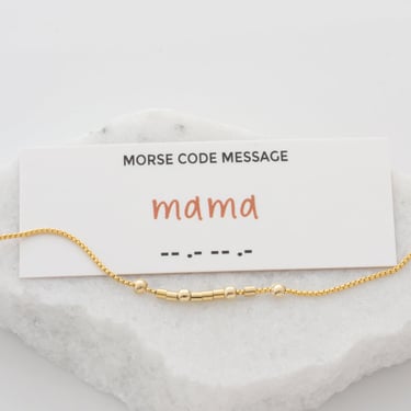 Mama - Hidden Morse Code Message Bracelet, Bracelet for New Mom, Mama Bracelet, Minimalist Beaded Bracelet, Gift for Wife, Gift for Her 