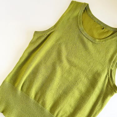 90s Lime Green Soft Knit Sleeveless Sweater Vest Tank Top 