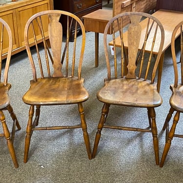 Item #DMC77 Set of Four Antique Windsor Style Dining Chairs in Maple c.1900
