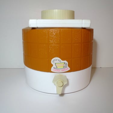 Vintage 1960s Retro Orange Plastic Insulated Gallon Bucket Cooler Drink Jug Camping Picnic Thermos 