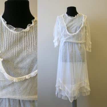 1900-1910s Cream Mesh Dress 