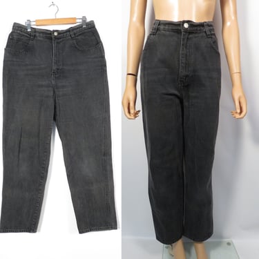 Vintage 90s Plus Size Faded Black High Waisted Gitano Tapered Leg Mom Jeans Size 16 32 x 28 