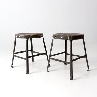 vintage industrial stools pair 