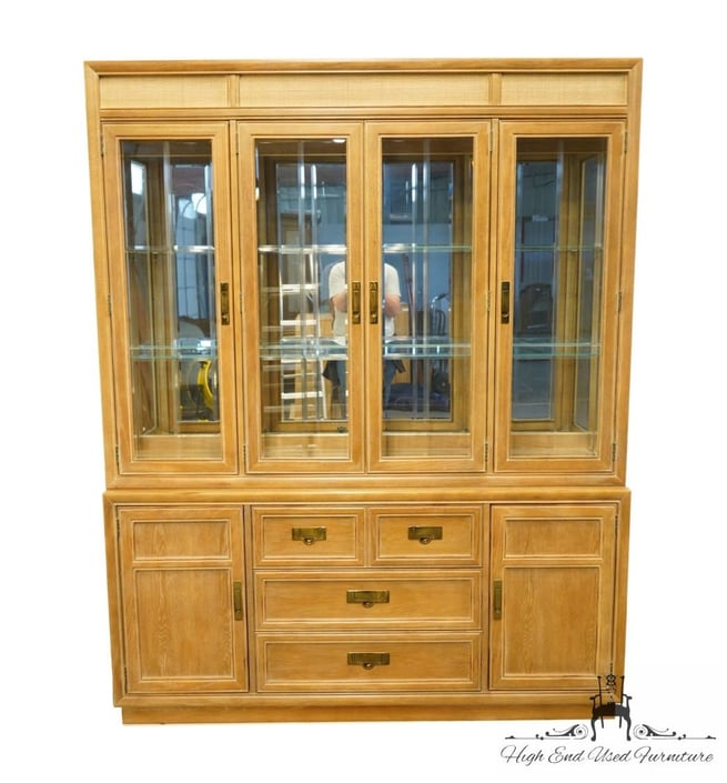 STANLEY FURNITURE Blonde Contemporary Modern Asian Inspired 64" Lighted Display China Cabinet 920-11 / 920-21 