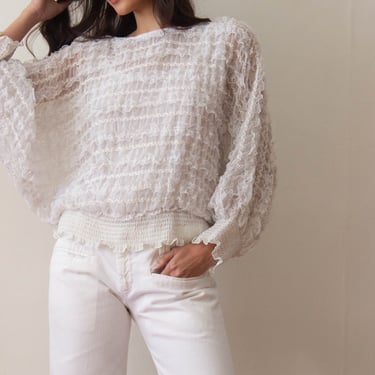 1980s Sheer Lace Dolman Sleeve Pullover 