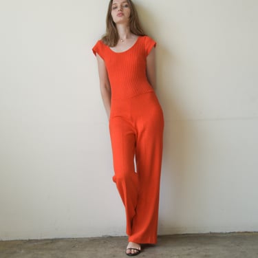 3104d / orange knit jumpsuit 