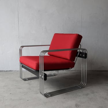 Mid Century Chrome Rod Lounge Chair by Heinz Meier for Landes Stendig 