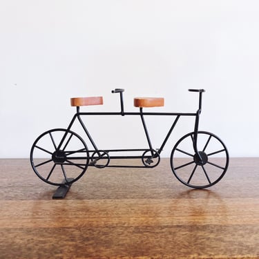 Vintage Metal and Wood Tandem Miniature Bike 
